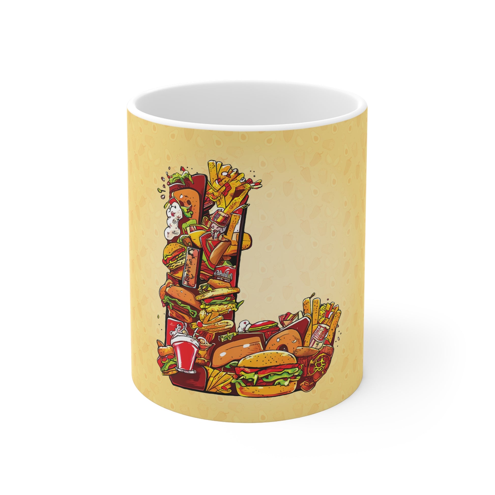 The Comfort Food Designer Mug with Letter L-1