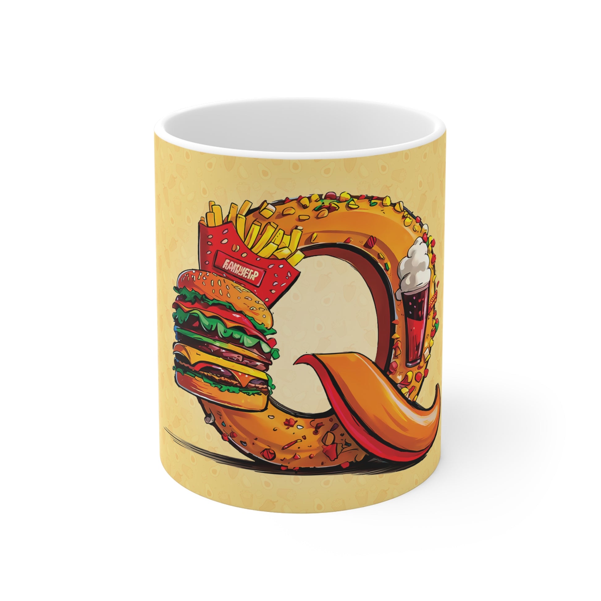 The Comfort Food Designer Mug with Letter Q-1