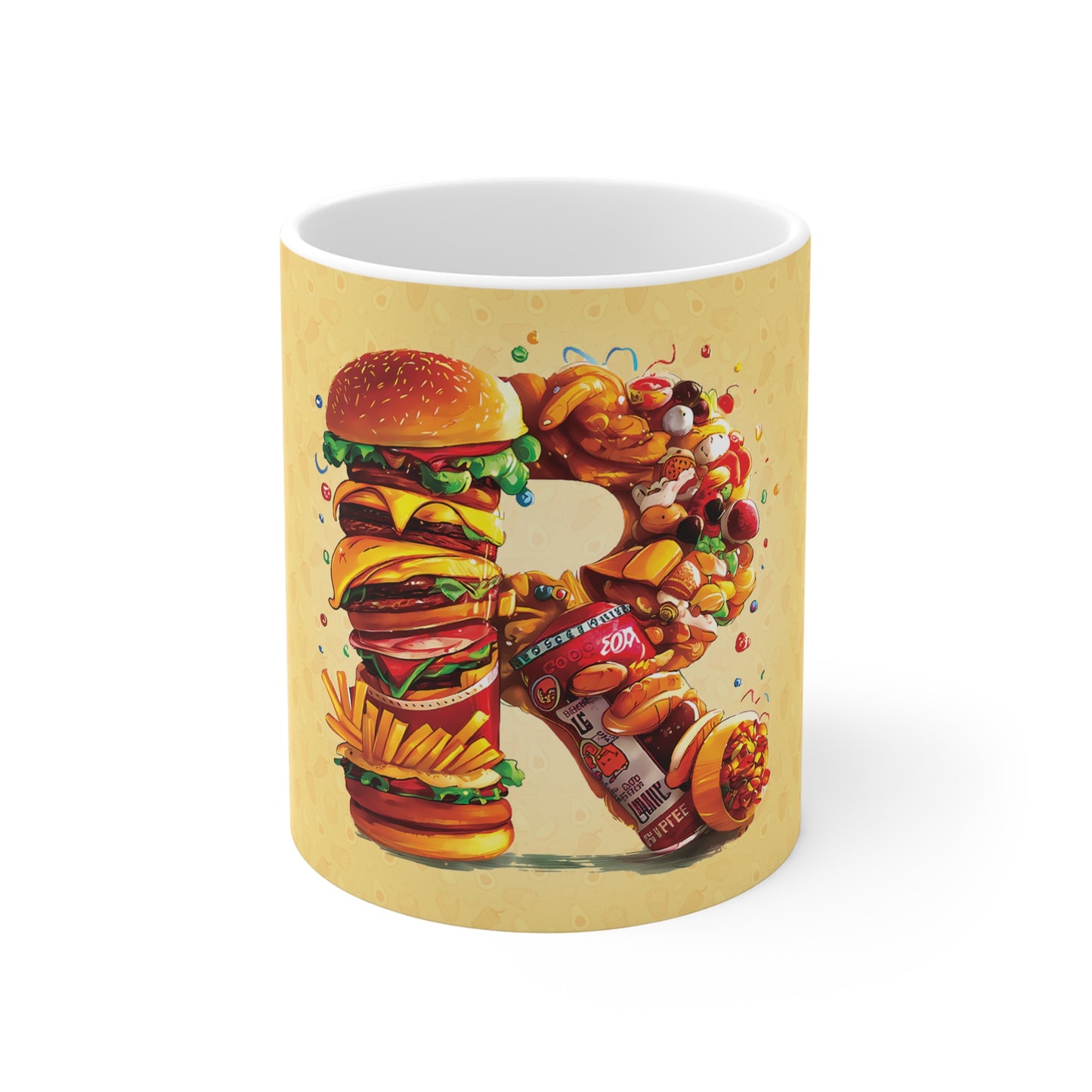 The Comfort Food Designer Mug with Letter R-1