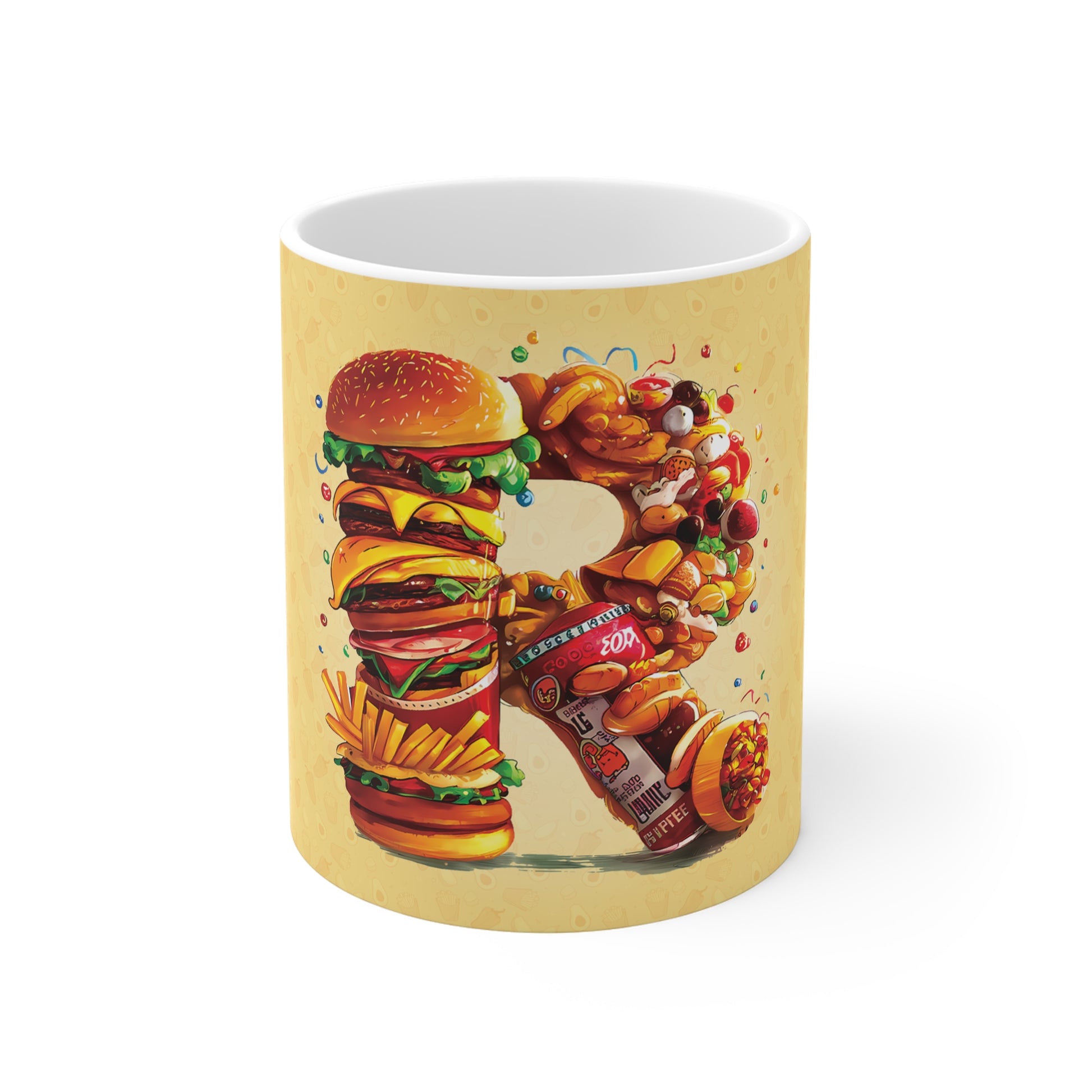 The Comfort Food Designer Mug with Letter R-1