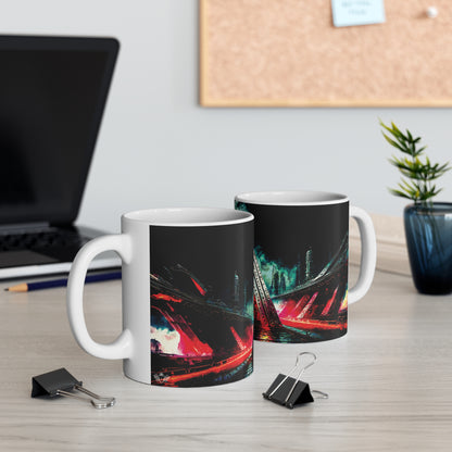 Cyberpunk Style Ceramic Mug with Printed Letter A-5