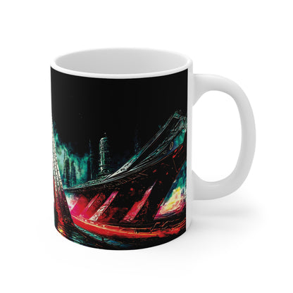 Cyberpunk Style Ceramic Mug with Printed Letter A-3