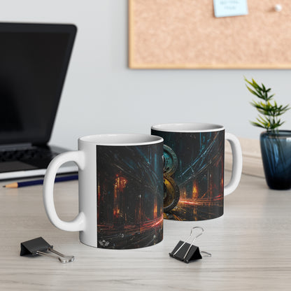 Cyberpunk Style Ceramic Mug with Printed Letter B-5