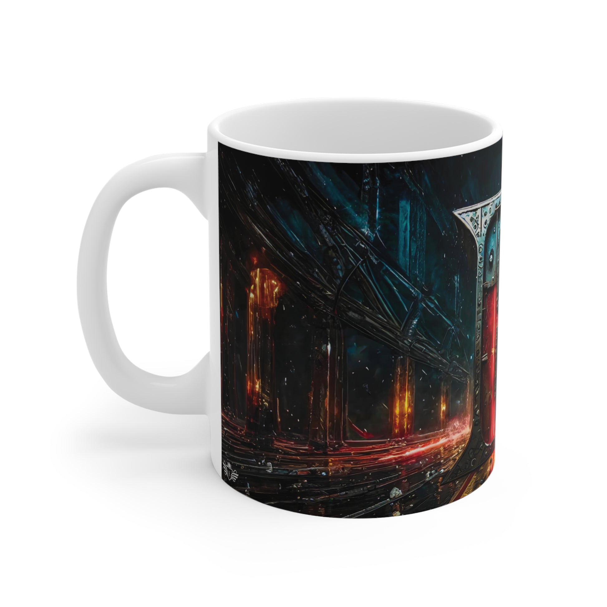 Cyberpunk Style Ceramic Mug with Printed Letter B-2