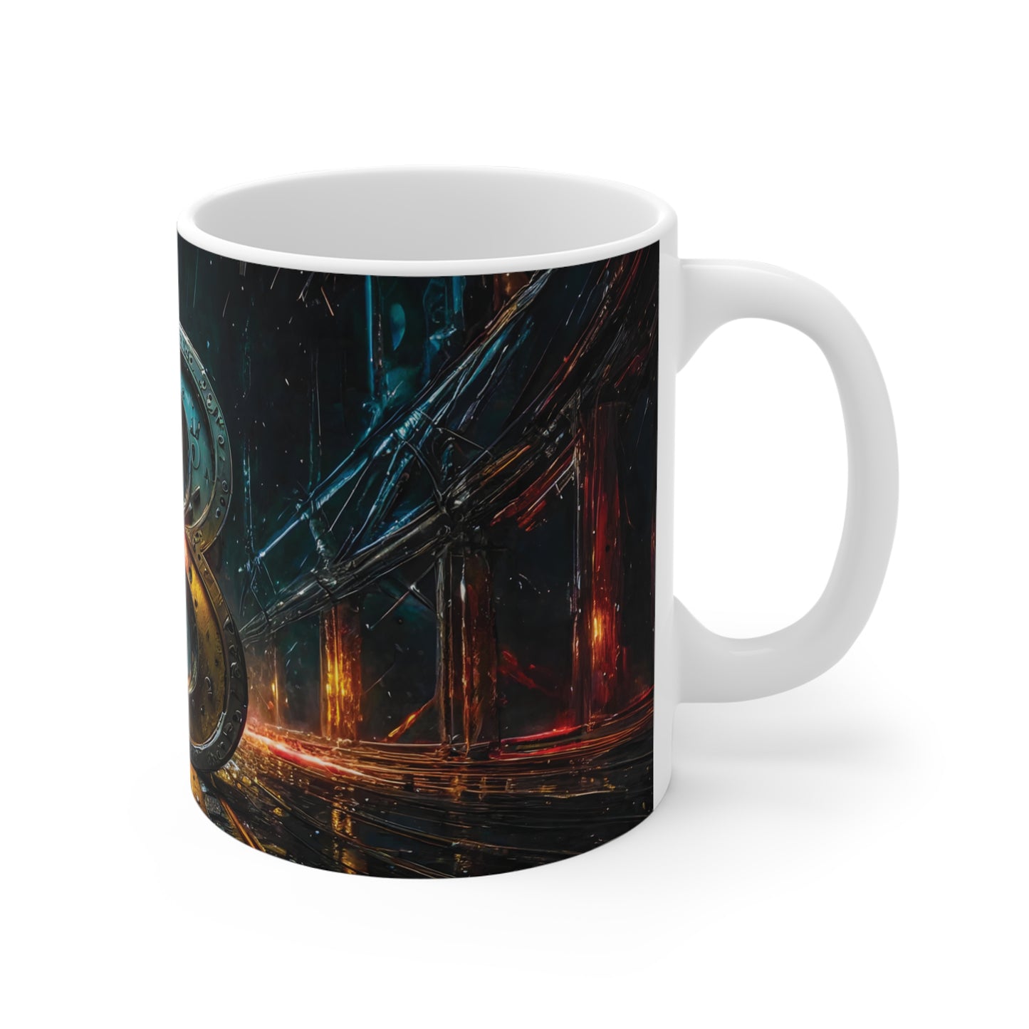 Cyberpunk Style Ceramic Mug with Printed Letter B-3