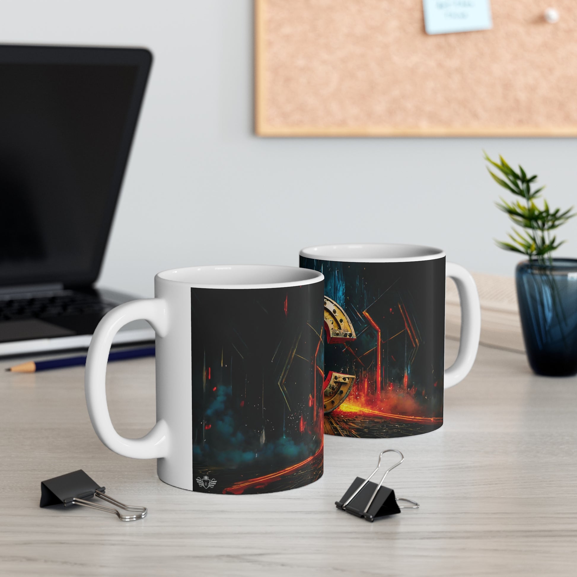 Cyberpunk Style Ceramic Mug with Printed Letter C-5