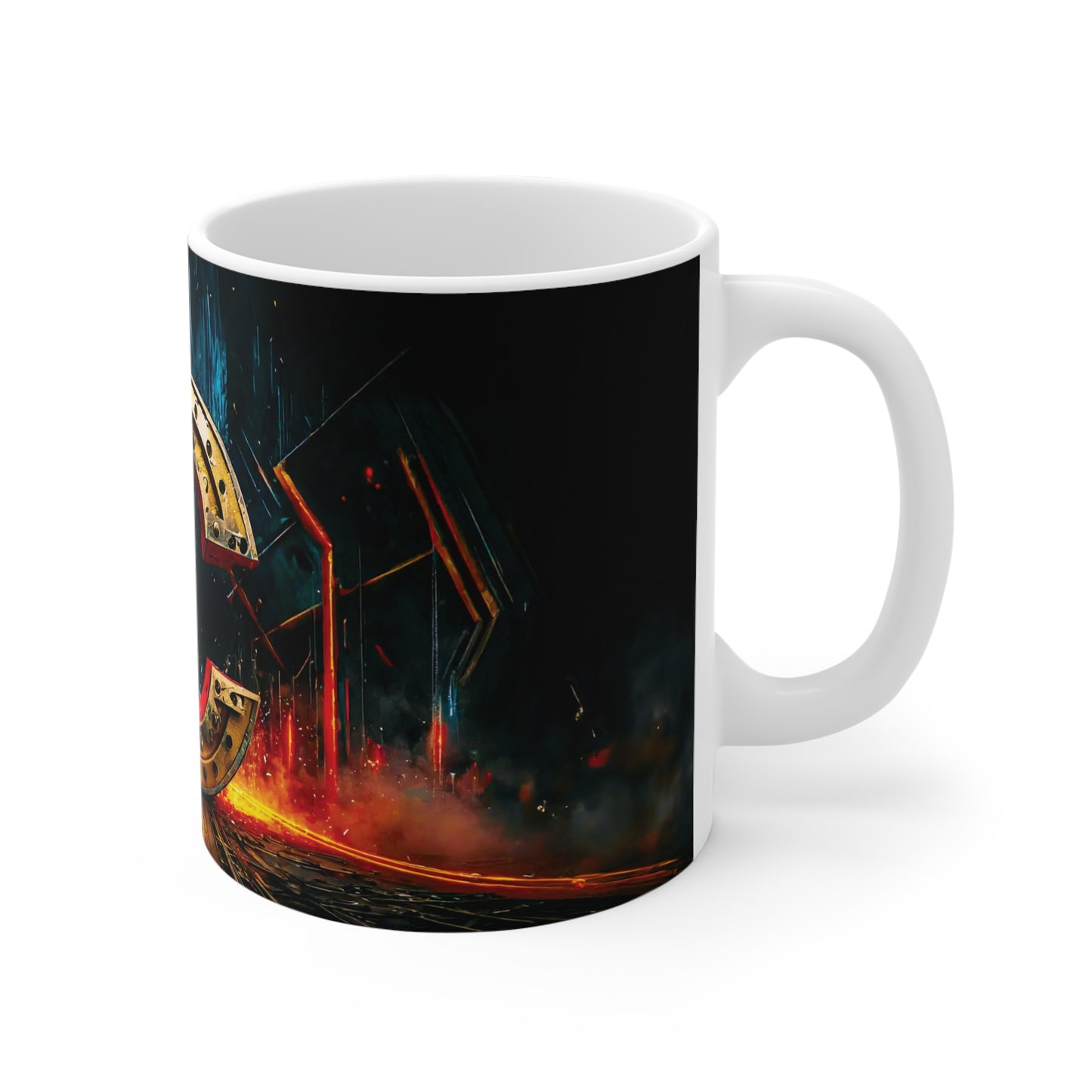 Cyberpunk Style Ceramic Mug with Printed Letter C-3