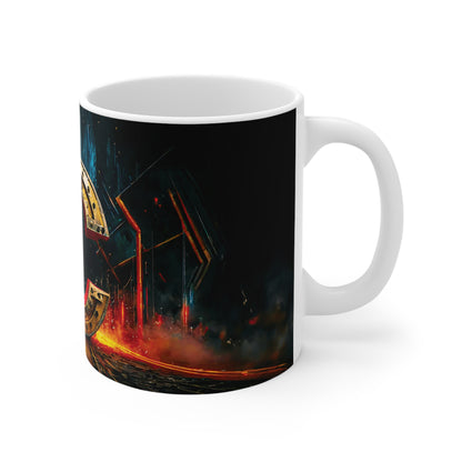 Cyberpunk Style Ceramic Mug with Printed Letter C-3