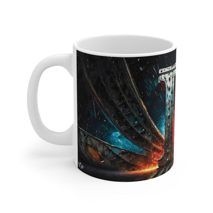 Cyberpunk Style Ceramic Mug with Printed Letter D-2