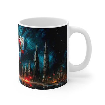 Cyberpunk Style Ceramic Mug with Printed Letter F-3