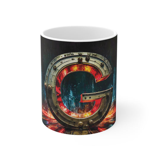 Cyberpunk Style Ceramic Mug with Printed Letter G-1