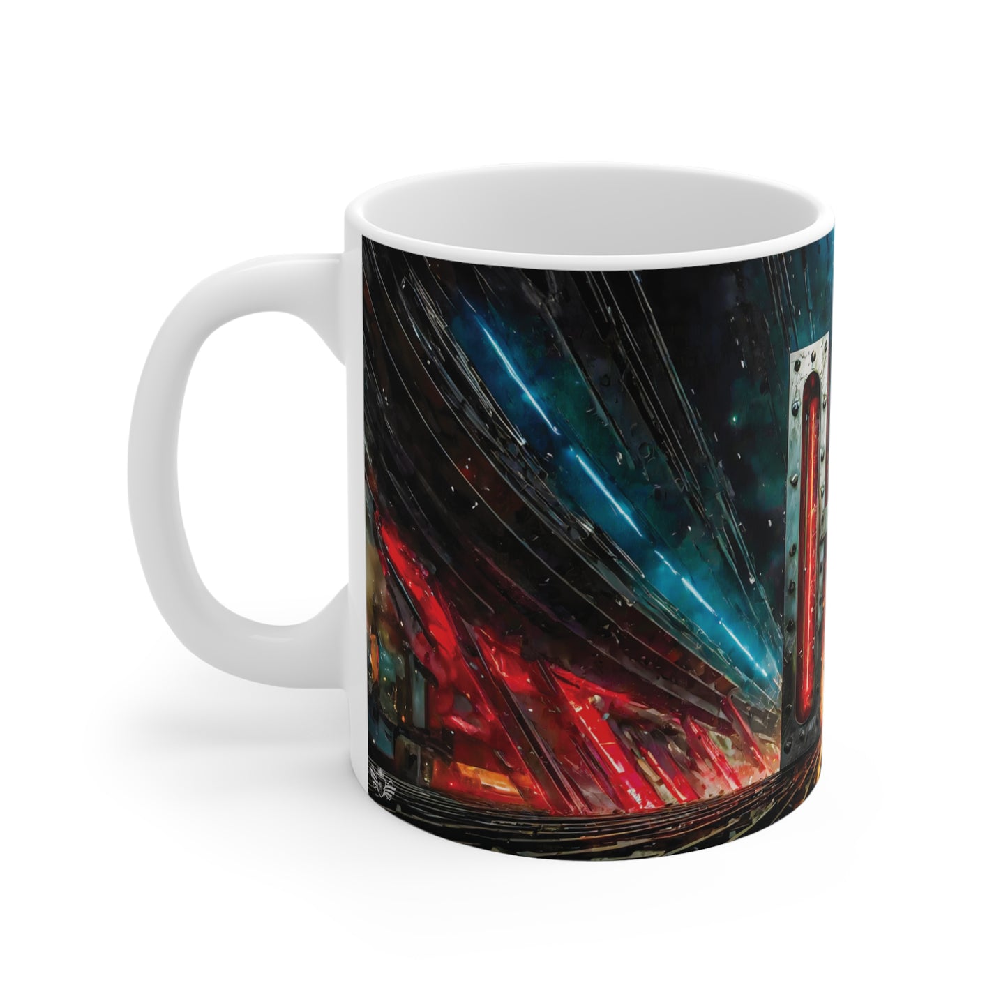 Cyberpunk Style Ceramic Mug with Printed Letter H-2