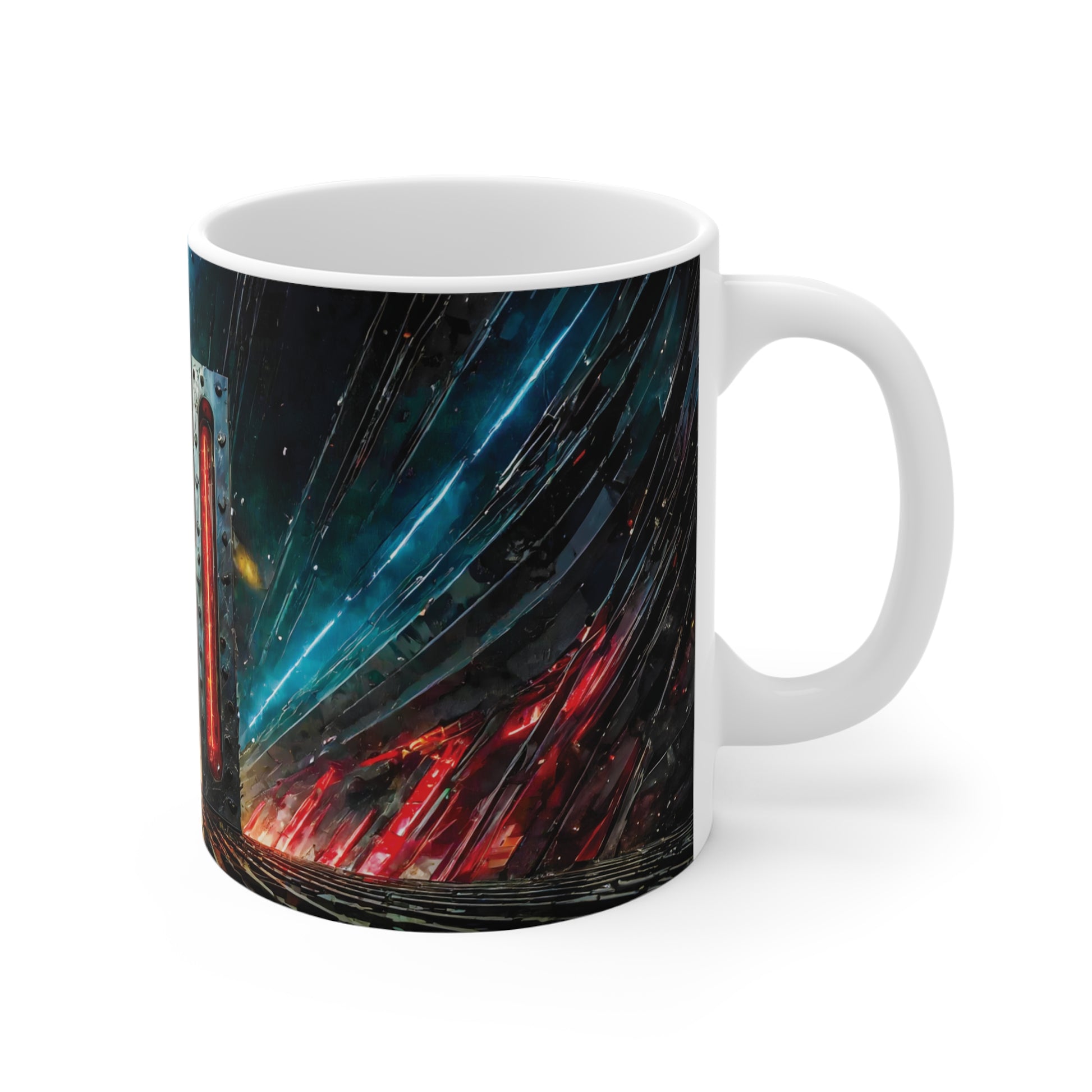 Cyberpunk Style Ceramic Mug with Printed Letter H-3