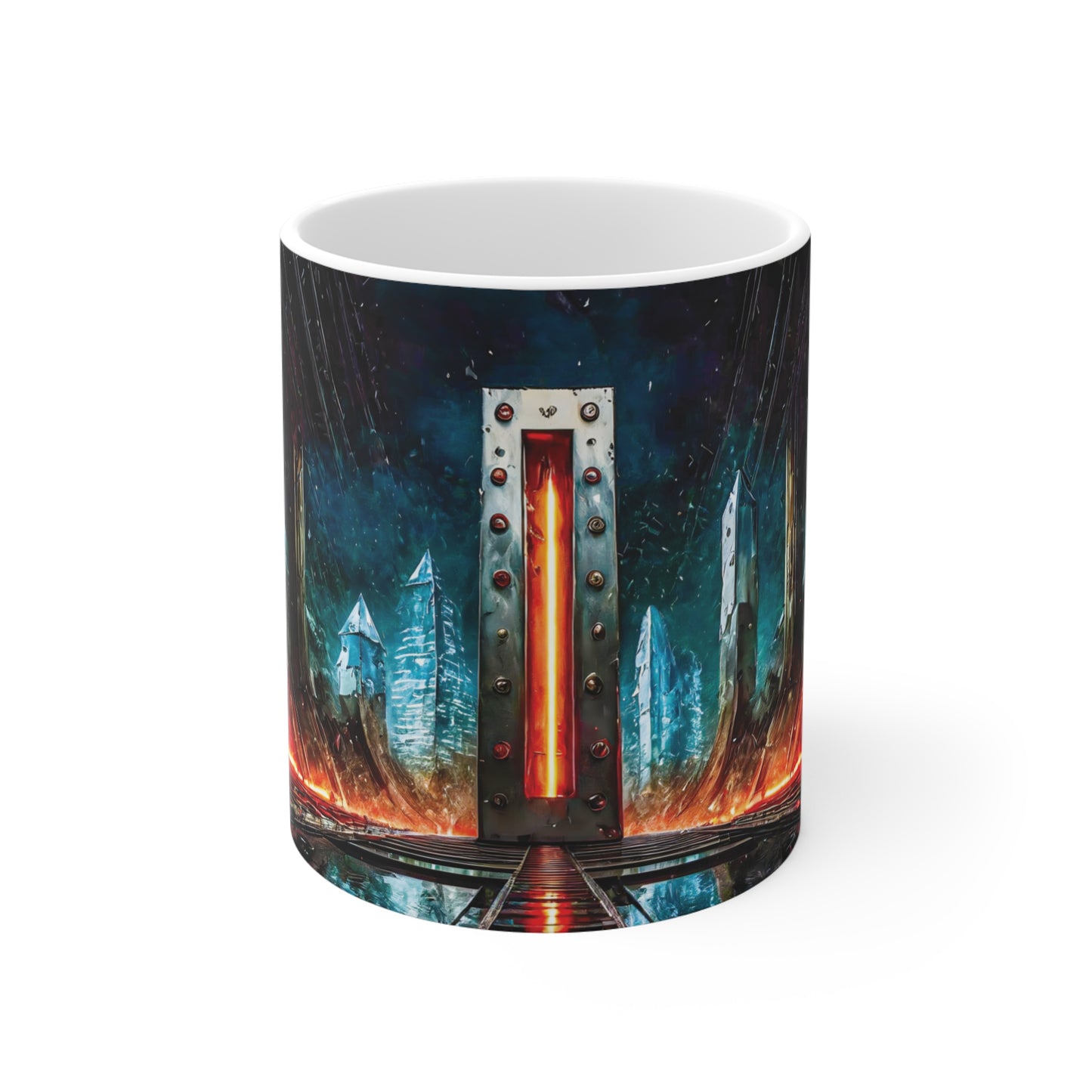 Cyberpunk Style Ceramic Mug with Printed Letter I-1