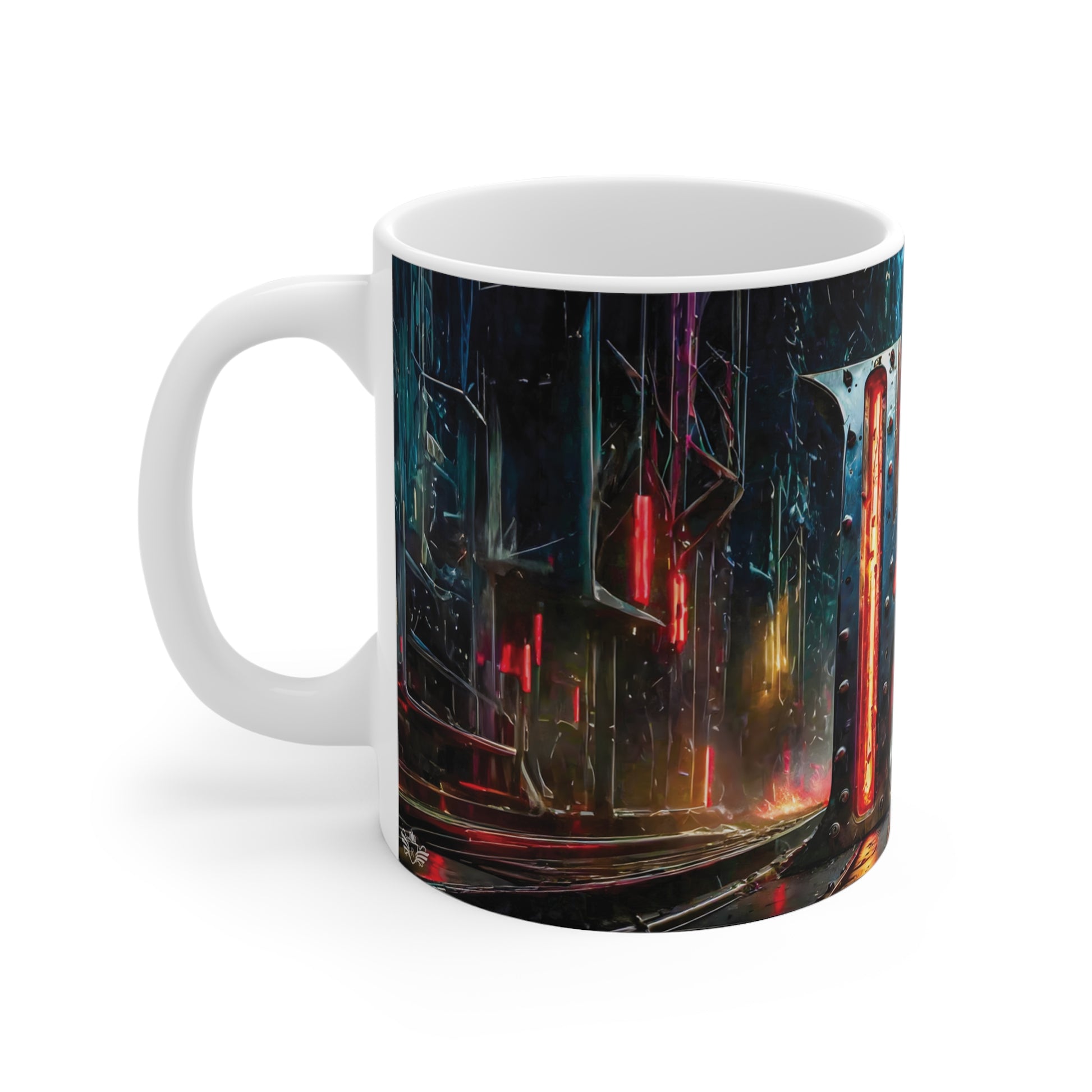 Cyberpunk Style Ceramic Mug with Printed Letter K-2