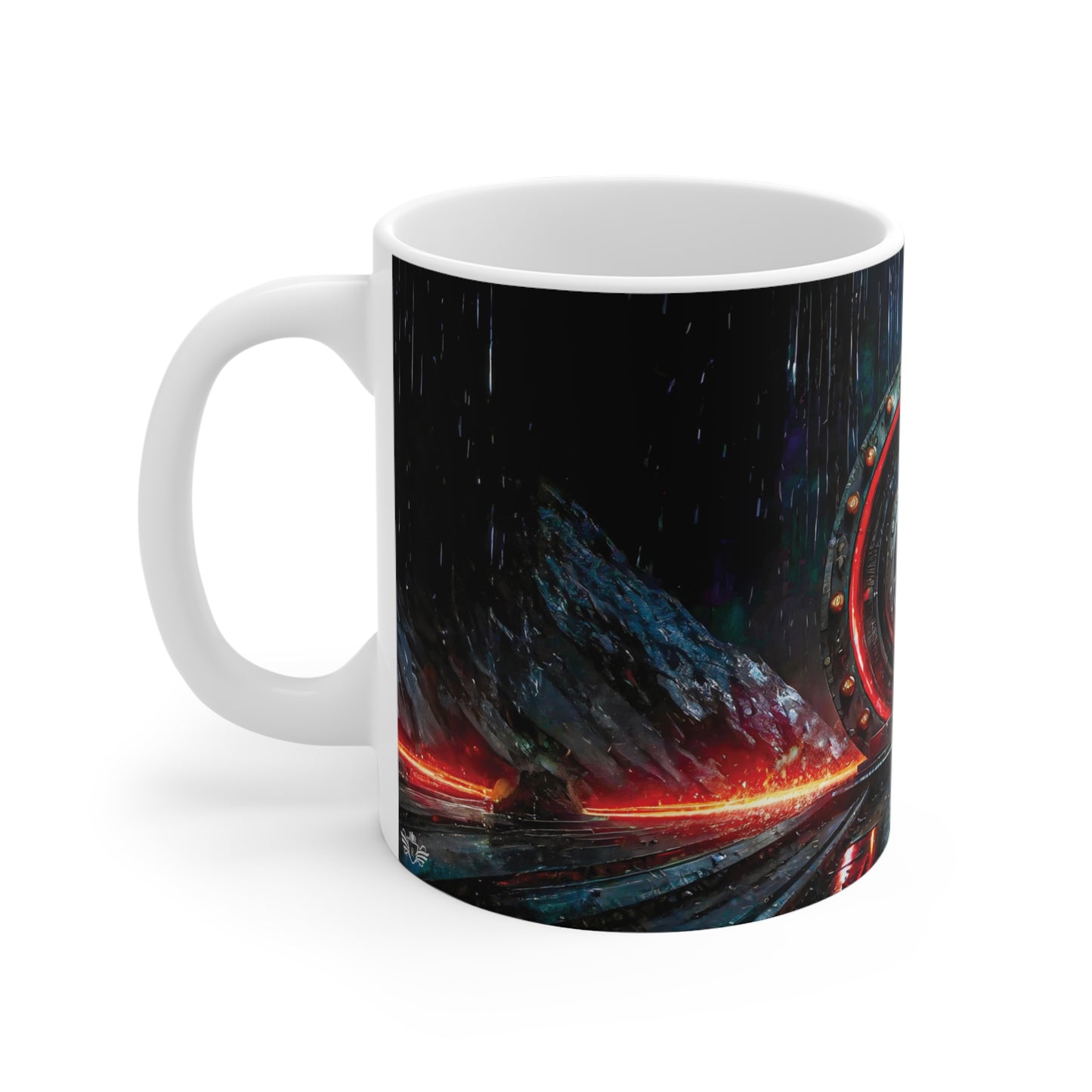 Cyberpunk Style Ceramic Mug with Printed Letter L-2