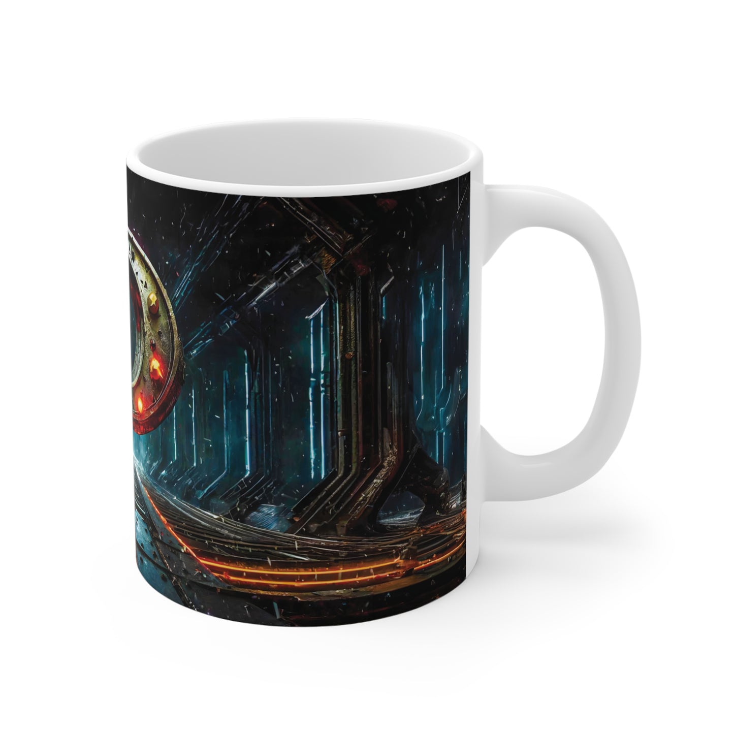 Cyberpunk Style Ceramic Mug with Printed Letter P-3