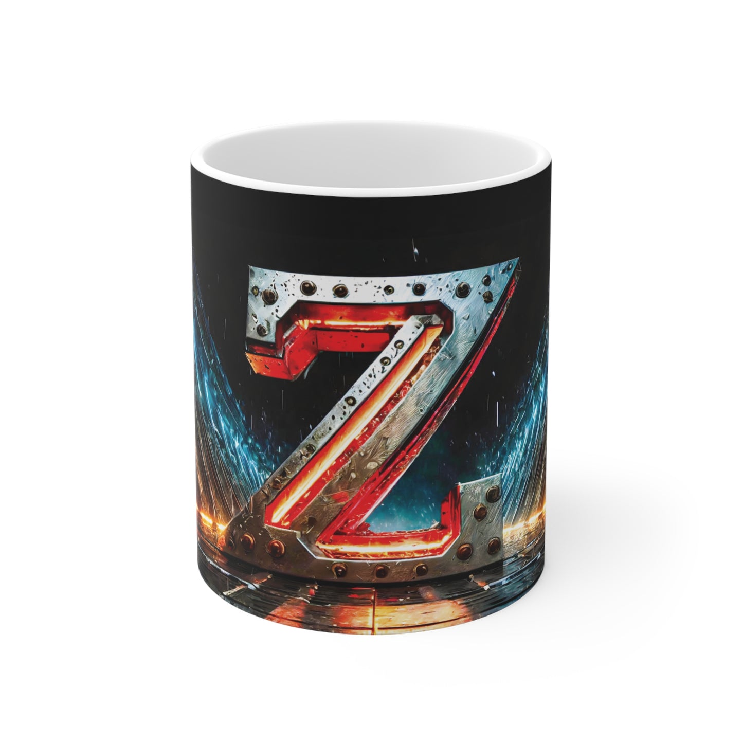 Cyberpunk Style Ceramic Mug with Printed Letter Z-1