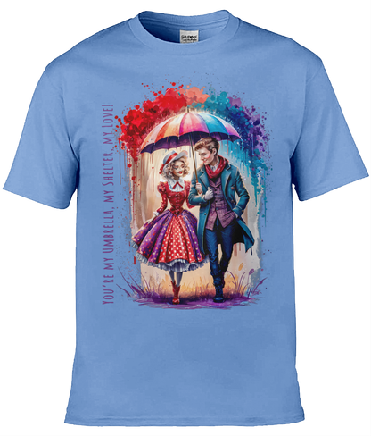 English Love T-shirt: You're my umbrella, my shelter, my love! - Carolina Blue