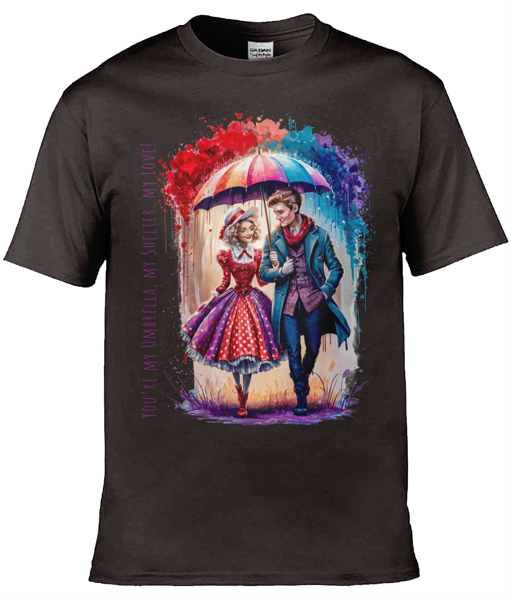 English Love T-shirt: You're my umbrella, my shelter, my love! - Dark Chocolate