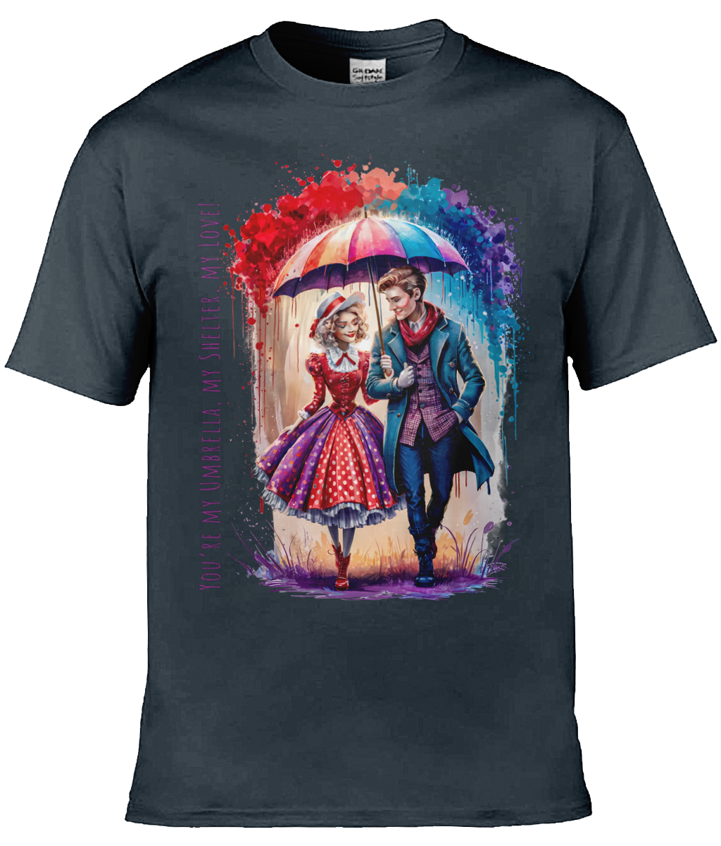 English Love T-shirt: You're my umbrella, my shelter, my love! - Heather Navy