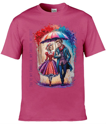 English Love T-shirt: You're my umbrella, my shelter, my love! - Heliconia