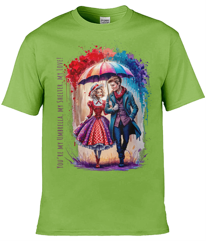 English Love T-shirt: You're my umbrella, my shelter, my love! - Lime Green