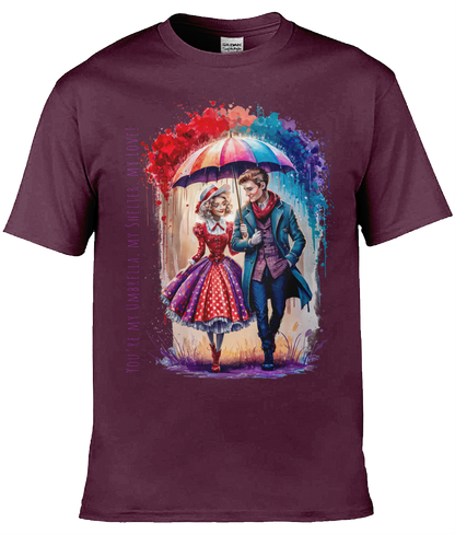 English Love T-shirt: You're my umbrella, my shelter, my love! - Maroon