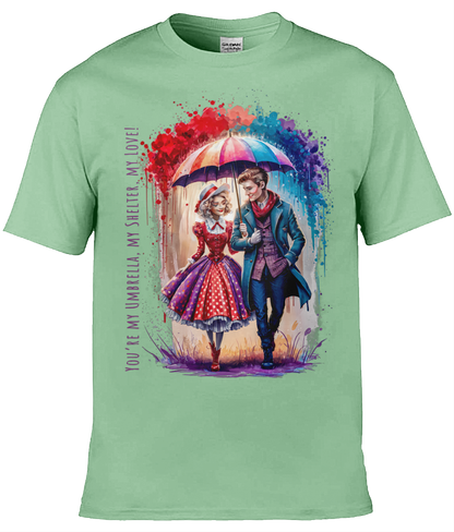 English Love T-shirt: You're my umbrella, my shelter, my love! - Mint Green