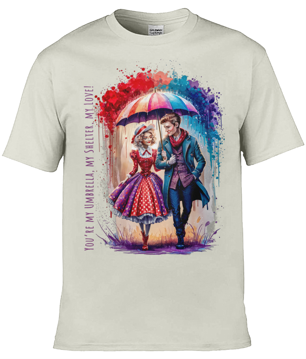 English Love T-shirt: You're my umbrella, my shelter, my love! - Natural