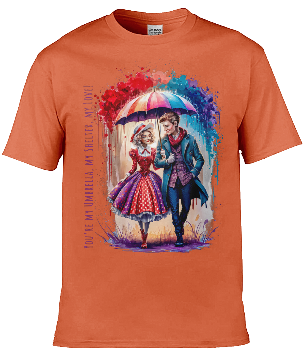 English Love T-shirt: You're my umbrella, my shelter, my love! - Orange