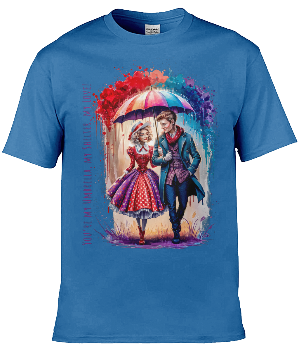 English Love T-shirt: You're my umbrella, my shelter, my love! - Sapphire