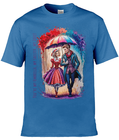 English Love T-shirt: You're my umbrella, my shelter, my love! - Sapphire