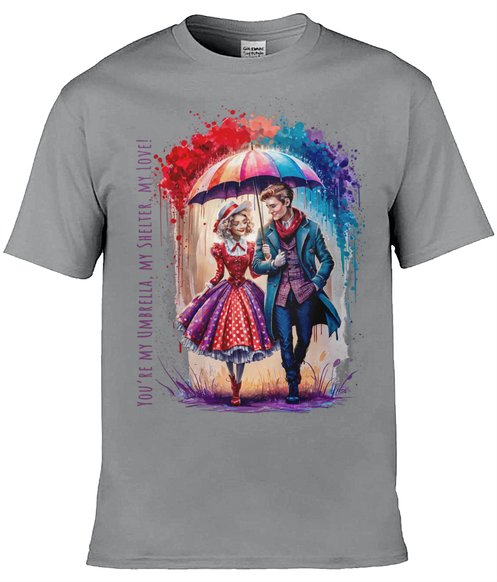 English Love T-shirt: You're my umbrella, my shelter, my love! - Sport Grey