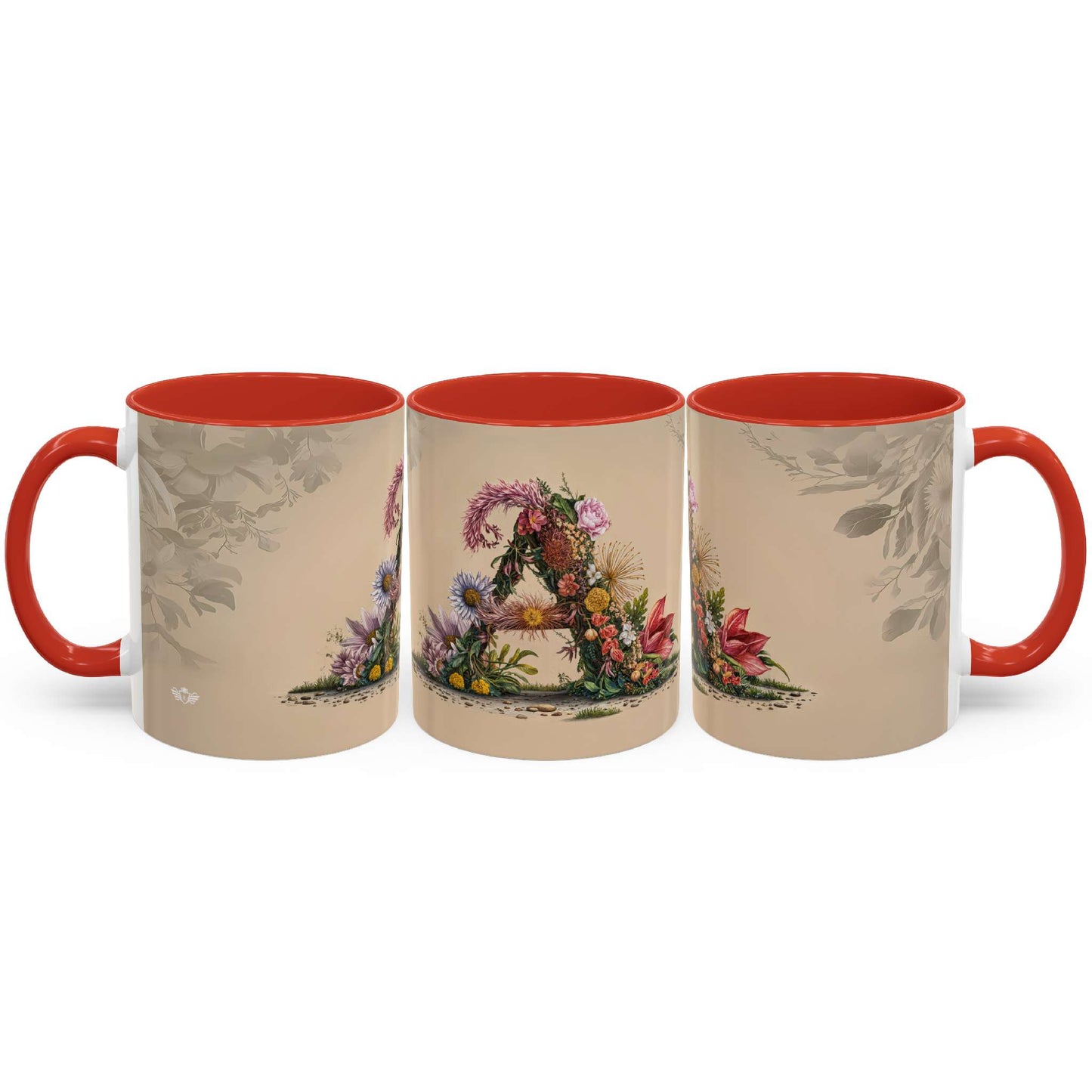 Flower Fantasy Ceramic Mug with Letter A