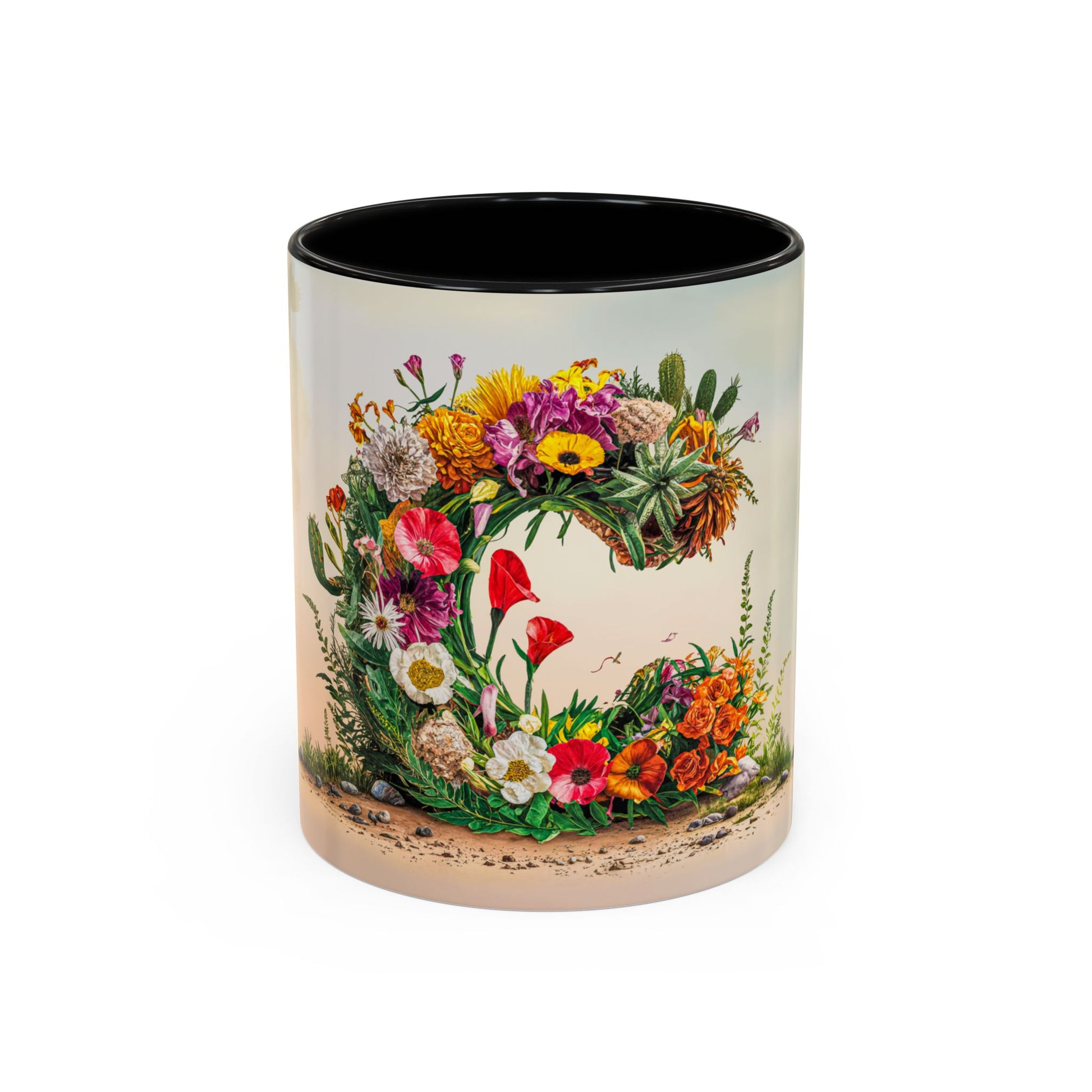 Mug with floral design on a white background