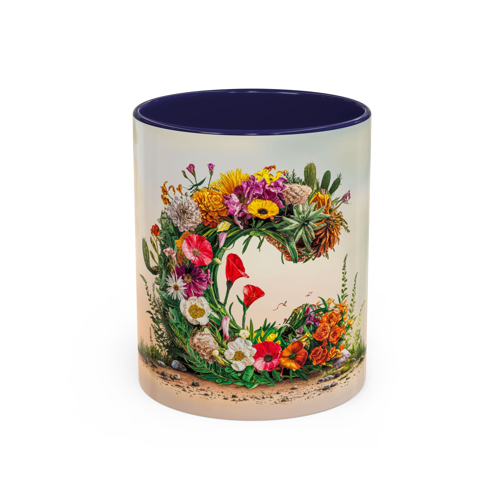 Mug with floral design on a white background