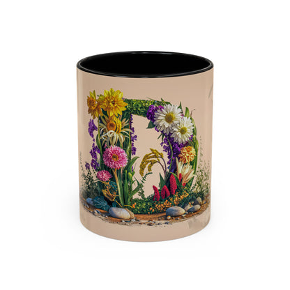 Mug with floral design on a beige background
