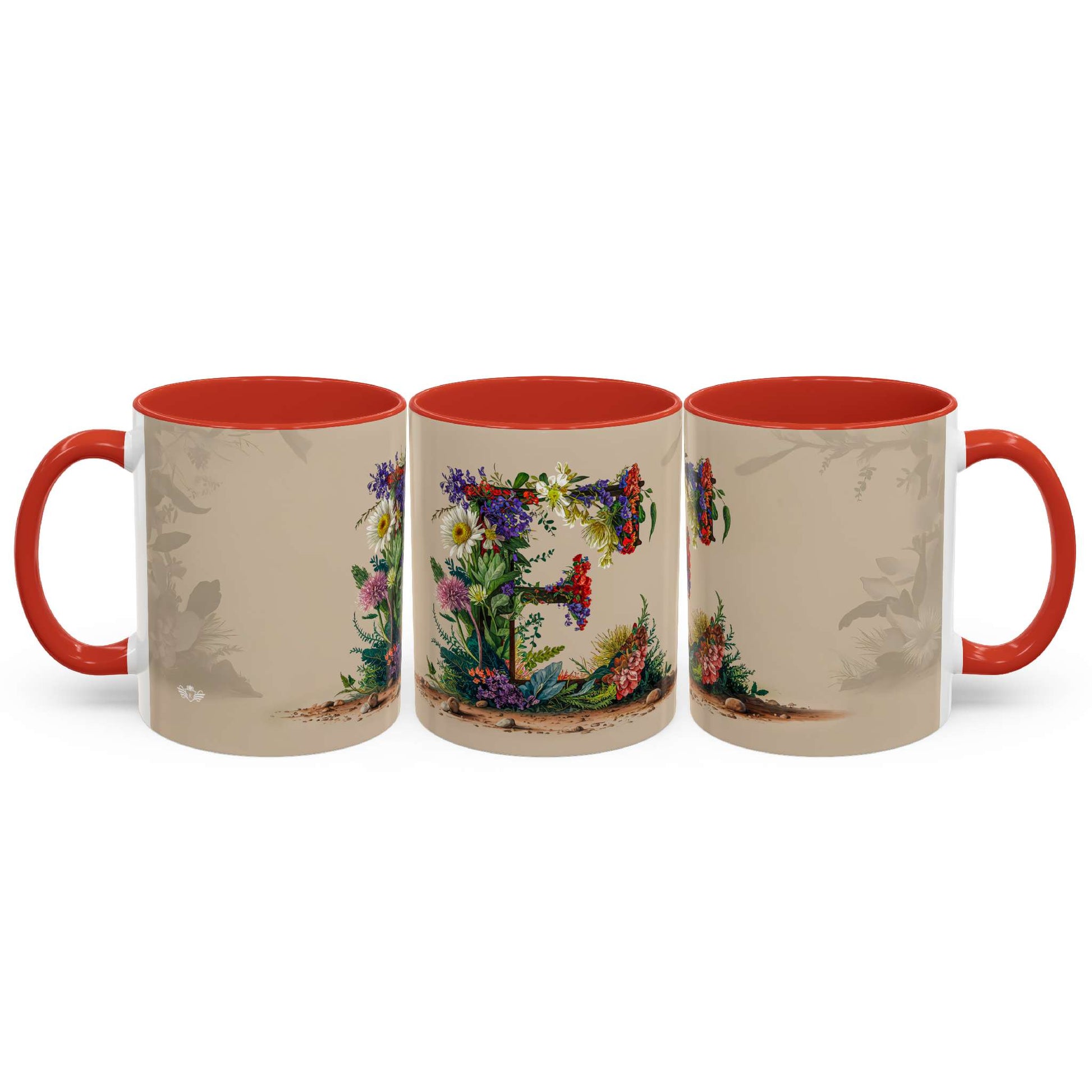 Three mugs with floral design