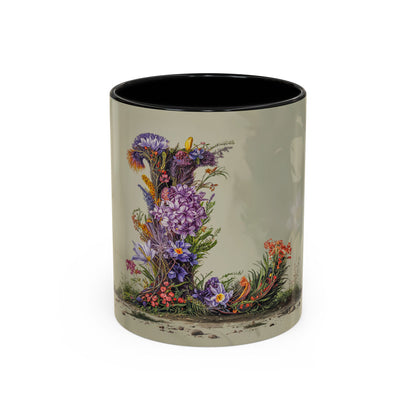 Decorative mug with floral design on a beige background