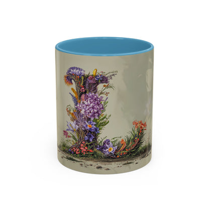 Mug with floral design on a beige background