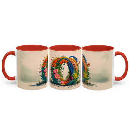 Three mugs with floral designs on a white background
