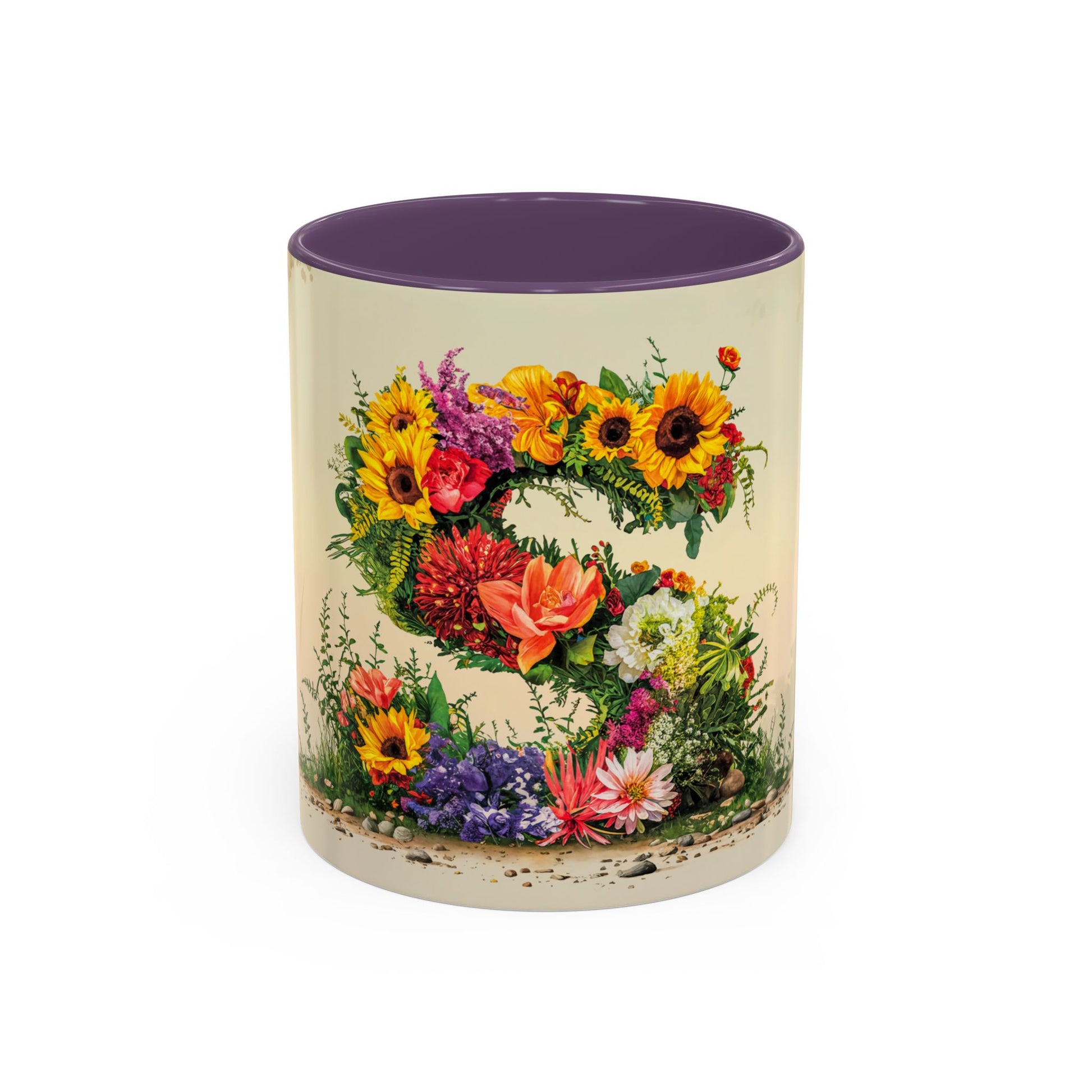 Decorative mug with floral design on a white background