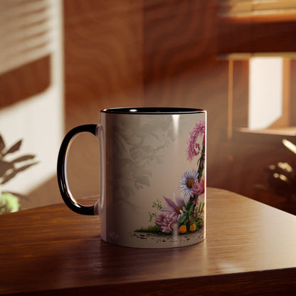 Floral Fantasy Two-Tone Ceramic Mug with Letter A Black-04