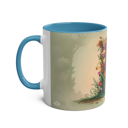 Floral Fantasy Two-Tone Ceramic Mug with Letter B Blue-02