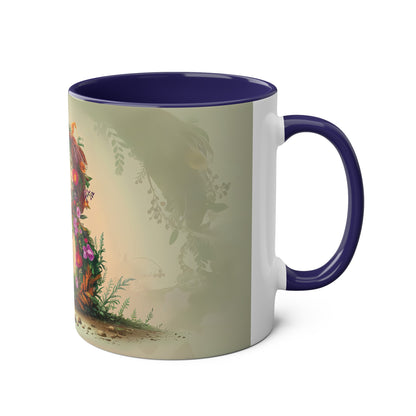 Floral Fantasy Two-Tone Ceramic Mug with Letter B Dark Blue-03