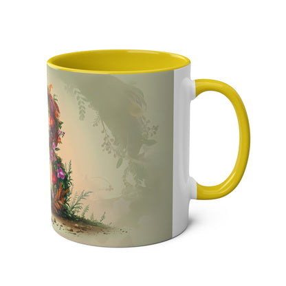 Floral Fantasy Two-Tone Ceramic Mug with Letter B Yellow-03