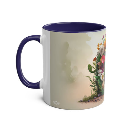 Floral Fantasy Two-Tone Ceramic Mug with Letter C Dark Blue-02