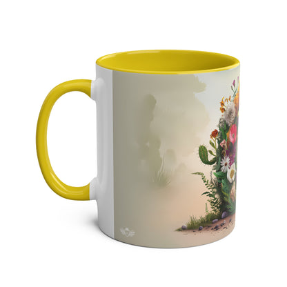 Floral Fantasy Two-Tone Ceramic Mug with Letter C Yellow-02