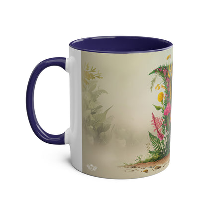 Floral Fantasy Two-Tone Ceramic Mug with Letter F Dark Blue-02